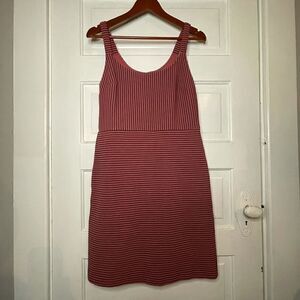LOFT Sleeveless Salmon/Black Striped Summer Dress